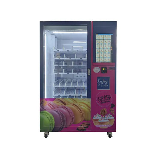 Weimi France Macaroon vending machine for sweat desserts. 24 hours operation for extra sales. No hassle, and passive income without extra staffs